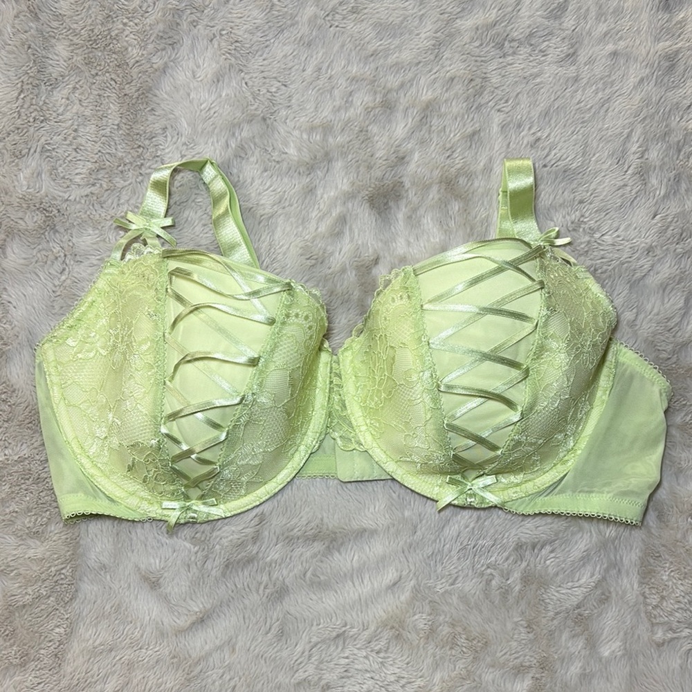 Adore Me Lace Satin Bra in Light Green
